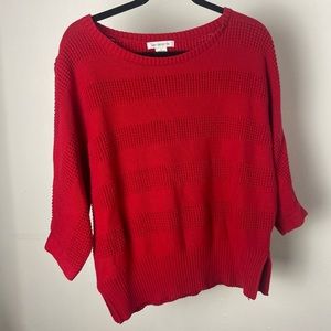 Liz Claiborne Red 3/4 Sleeves Sweater